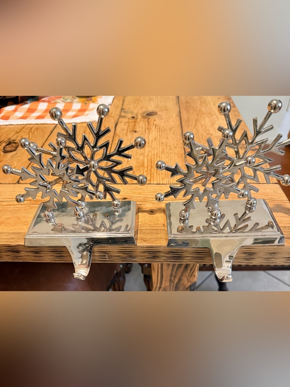 Silver Snowflake Stocking Holders - Decorative Mantel Clips